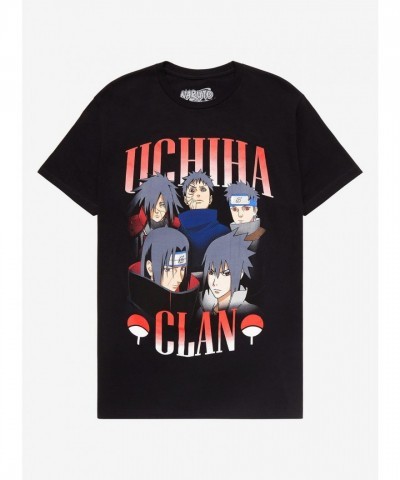 Naruto Shippuden Uchiha Clan Collage Tee - Ombre Font Design for Men