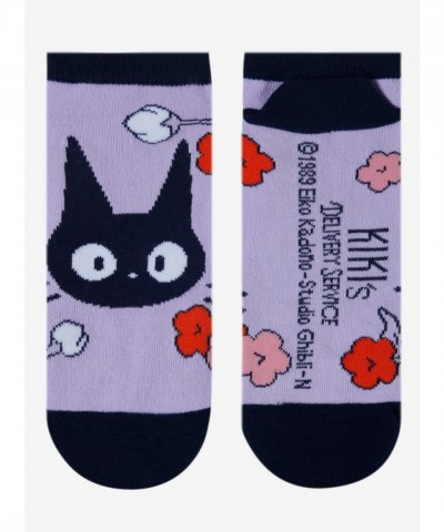 Studio Ghibli Jiji Flower No-Show Crew Socks for Women