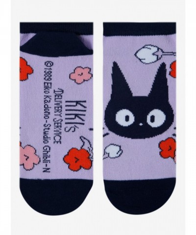Studio Ghibli Jiji Flower No-Show Crew Socks for Women