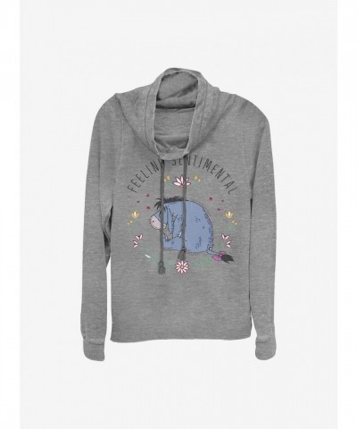 Disney Lightweight Grey Winnie The Pooh Eeyore Flowers Cowl Neck Top for Girls