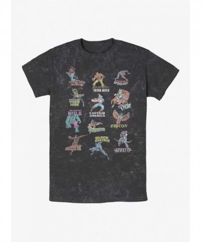 Marvel Avengers Heroes Mineral Wash T-Shirt - Multi Sizes for Men