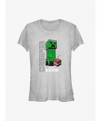 Minecraft Creepers Graphic Tee for Girls - Grey