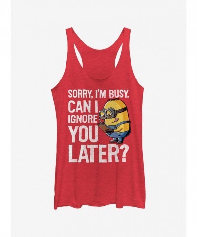 Minions "Ignore You Later" Red Girls Tank Top