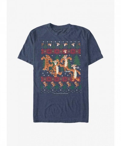 Disney Tigger In The Woods Christmas T-Shirt - Mens Blue