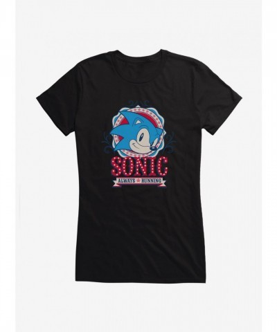 Sonic The Hedgehog Girls T-Shirt - Lightweight Cotton Always Running Tee