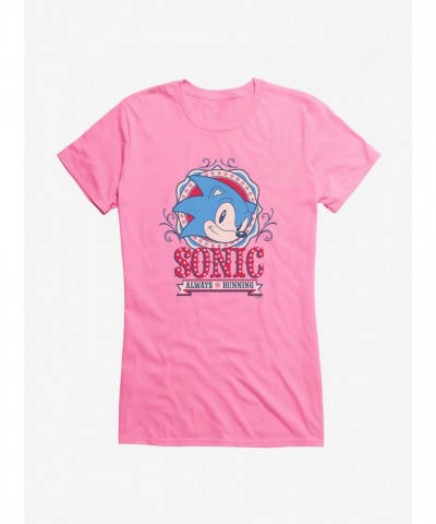 Sonic The Hedgehog Girls T-Shirt - Lightweight Cotton Always Running Tee