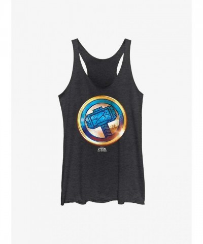Marvel Thor Mjollnir Gold Tank Top for Girls - Black