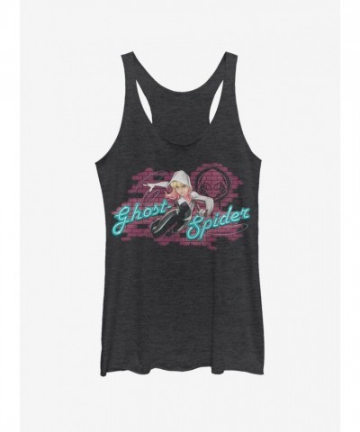 Marvel Spider-Gwen Girls Tank - Into The Spider-Verse Inspired Black Soft Tee