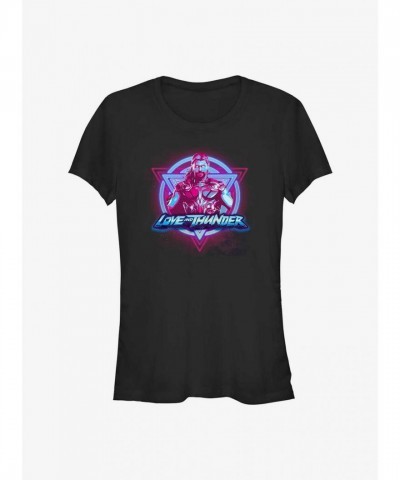 Cosmic Thor Badge T-Shirt for Girls - Marvel Love and Thunder Edition BLACK