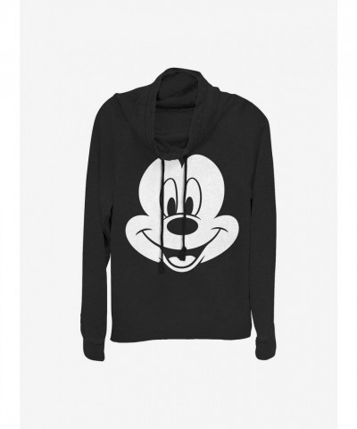 Disney Girls Big Mickey Cowl Neck Sweatshirt - Black