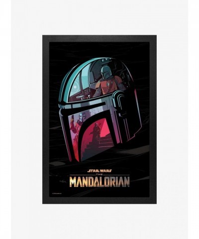 Mandalorian Helmet Art - Star Wars Framed Wood Wall Decoration