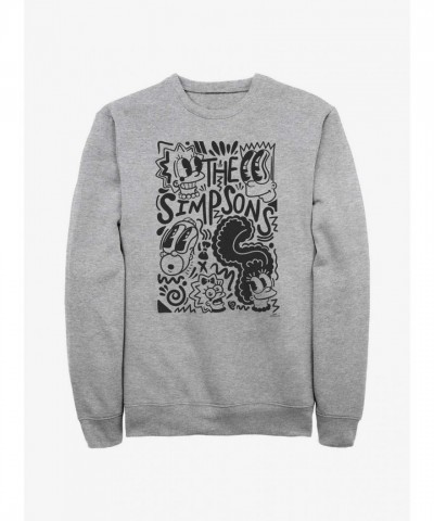 The Simpsons Pop Art Family Unisex Sweatshirt - Grey Cotton Blend