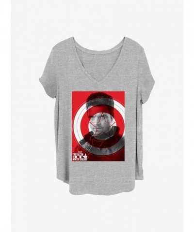 Marvel Girls Winter Shield T-Shirt - Grey Plus Size