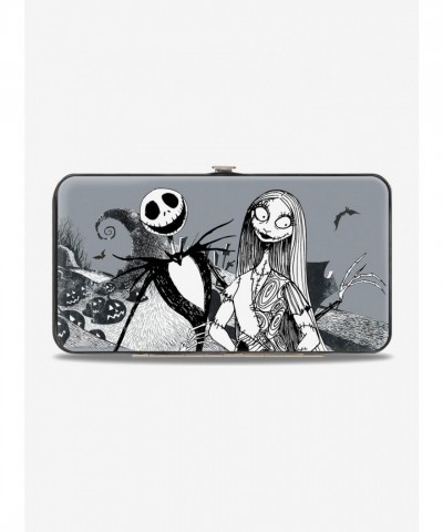 The Nightmare Before Christmas Jack & Sally Grayscale Hinge Wallet - 2 Billfolds, 4 Card Slots