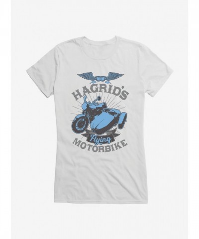 Harry Potter Hagrid Flying Motorbike Graphic Tee for Girls - Junior White