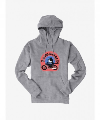 Felix The Cat Worldwide Motorcycle Hoodie - Men's Unisex Heavyweight Fleece