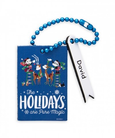 Santa Mickey and Minnie Leather Luggage Tag - Personalizable Magic Holiday Charm