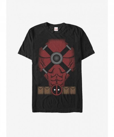 Marvel's Deadpool Abs Cartoon Tee - Black Men's