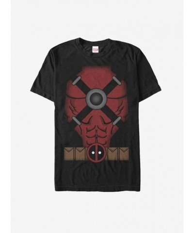 Marvel's Deadpool Abs Cartoon Tee - Black Men's