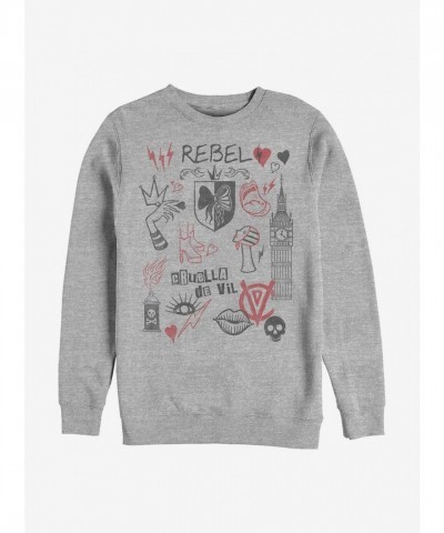 Disney Grey Rebel Queen Doodles Crewneck Sweatshirt for Men