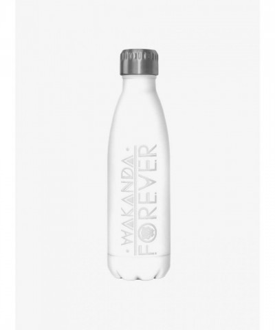 Marvel's Black Panther Wakanda Forever White Logo Water Bottle - 17oz Stainless Steel