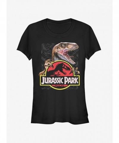 Velociraptor Logo Tee for Girls - Black Comfort Fit