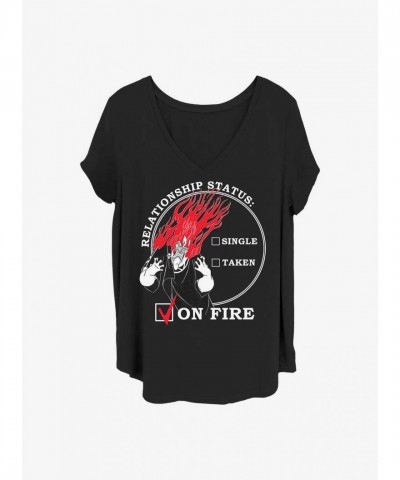 Disney Girls' Plus Size Hercules On Fire Graphic Tee - Black