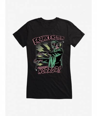 Universal Monsters Frankenstein Girls Horror Nightmare Tee - Black