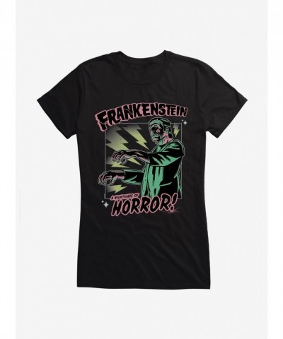 Universal Monsters Frankenstein Girls Horror Nightmare Tee - Black
