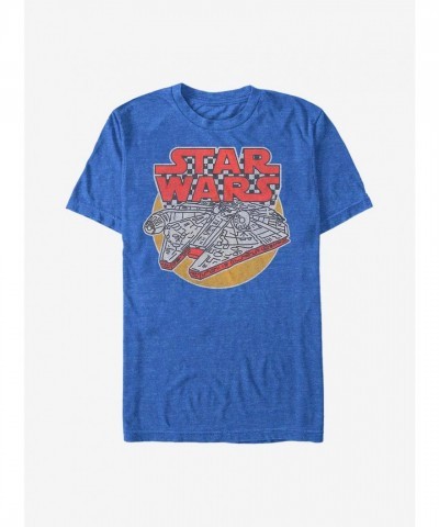 Star Wars Classic Millennium Falcon Design T-Shirt - Blue Men's