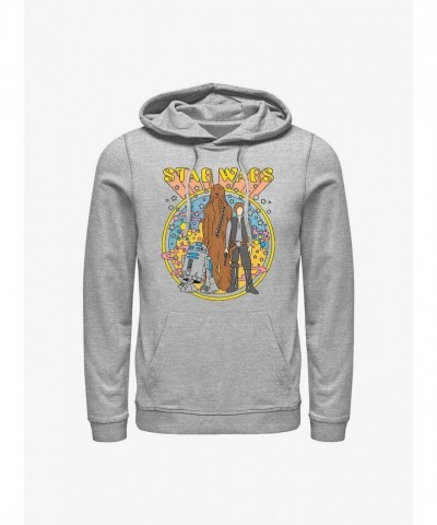 Star Wars Grey Hoodie for Men - Psychedelic Rebels Design