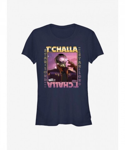Marvel T'Challa as Star-Lord Girls T-Shirt - Lightweight Blue