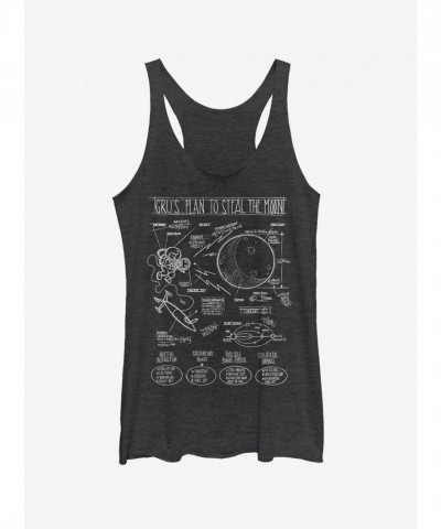 Despicable Me Gru and Moon Girls Black Tank Top