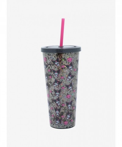 Kuromi Glitter Skull Acrylic Travel Cup for Women