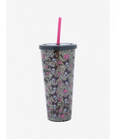 Kuromi Glitter Skull Acrylic Travel Cup for Women