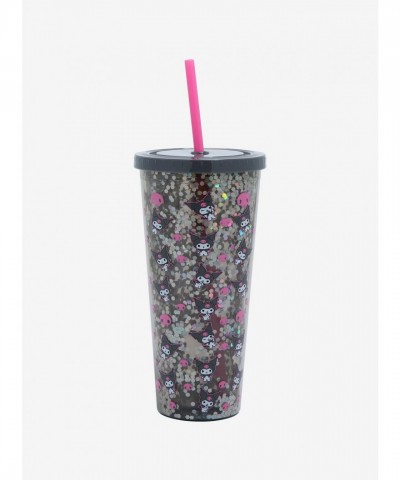 Kuromi Glitter Skull Acrylic Travel Cup for Women