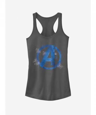 Marvel Avengers Endgame Logo Girls Charcoal Grey Cotton Tank Top - Black