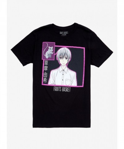 Fruits Basket Yuki Black Tee with Pink Frame