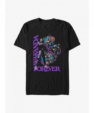 Marvel Black Panther: Wakanda Warrior Collage T-Shirt Featuring Shuri, Okoye, M'Baku, and Ironheart - Men's Black