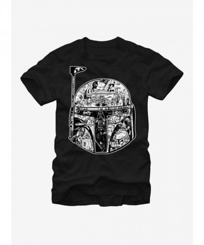 Star Wars Boba Fett Helmet Scenes Unisex T-Shirt - Black