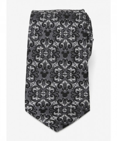 Luxurious Slate Gray Disney Mickey Mouse Damask Silk Tie for Men
