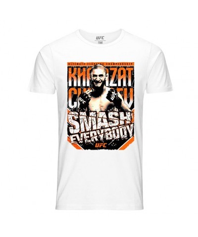 Men's Official UFC Khamzat "Borz" Chimaev Smash Everybody Crew Neck Tee - White