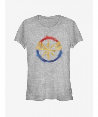 Marvel Captain Marvel Fitted Heathered T-Shirt for Girls - Grey