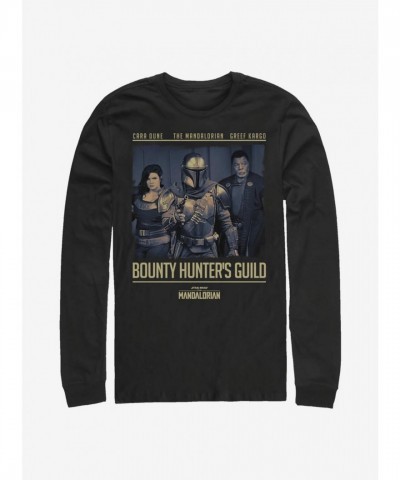 Star Wars Mandalorian Bounty Hunters Guild Black Long-Sleeve T-Shirt for Men