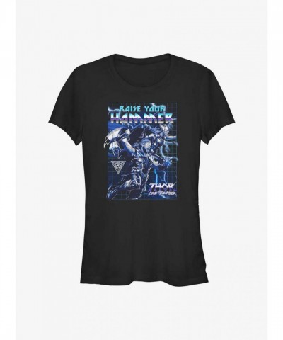 Marvel Thor: Girls Love and Thunder Hammer T-Shirt - Black