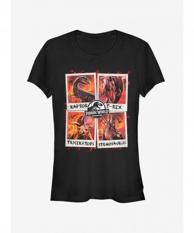 Fallen Kingdom Fire Polaroid Girls T-Shirt - Stylish BLACK Tee