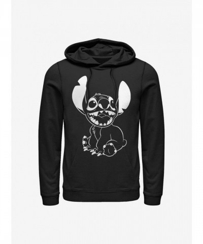 Disney Stitch Cartoon Hoodie for Men - Black