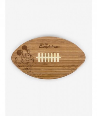 Disney Mickey Mouse NFL Miami Dolphins Bamboo Football Shaped Cheese Board