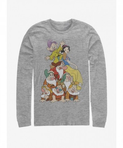 Disney Grey Long-Sleeve T-Shirt Featuring Snow White and Dwarf Characters
