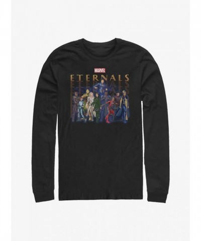 Marvel Eternals Squad Graphic Long Sleeve Tee - Black Men's